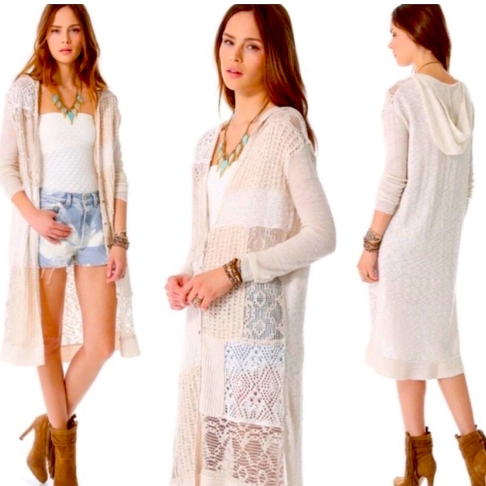 Free People Magic Dragon Crochet Patchwork Duster Cardigan